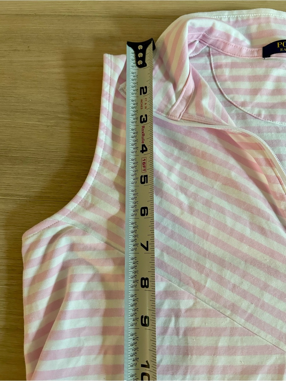 Polo Golf Ralph Lauren Women's Pink Striped Sleeveless 1/4 Zip Collared Shirt - Picture 5 of 9